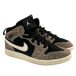 Nike Unisex Kid's Air Jordan 1 Mid Retro SE Leopard Cheetah Print Size 1 Youth